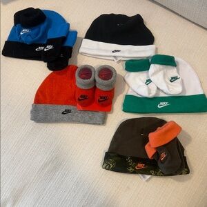 Nike Kids Hat and Booties Set - Blue, Black, Red, Green